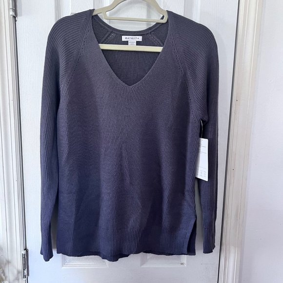 Athleta Hanover V-Neck Sweater S NWT in Plum - Picture 3 of 10